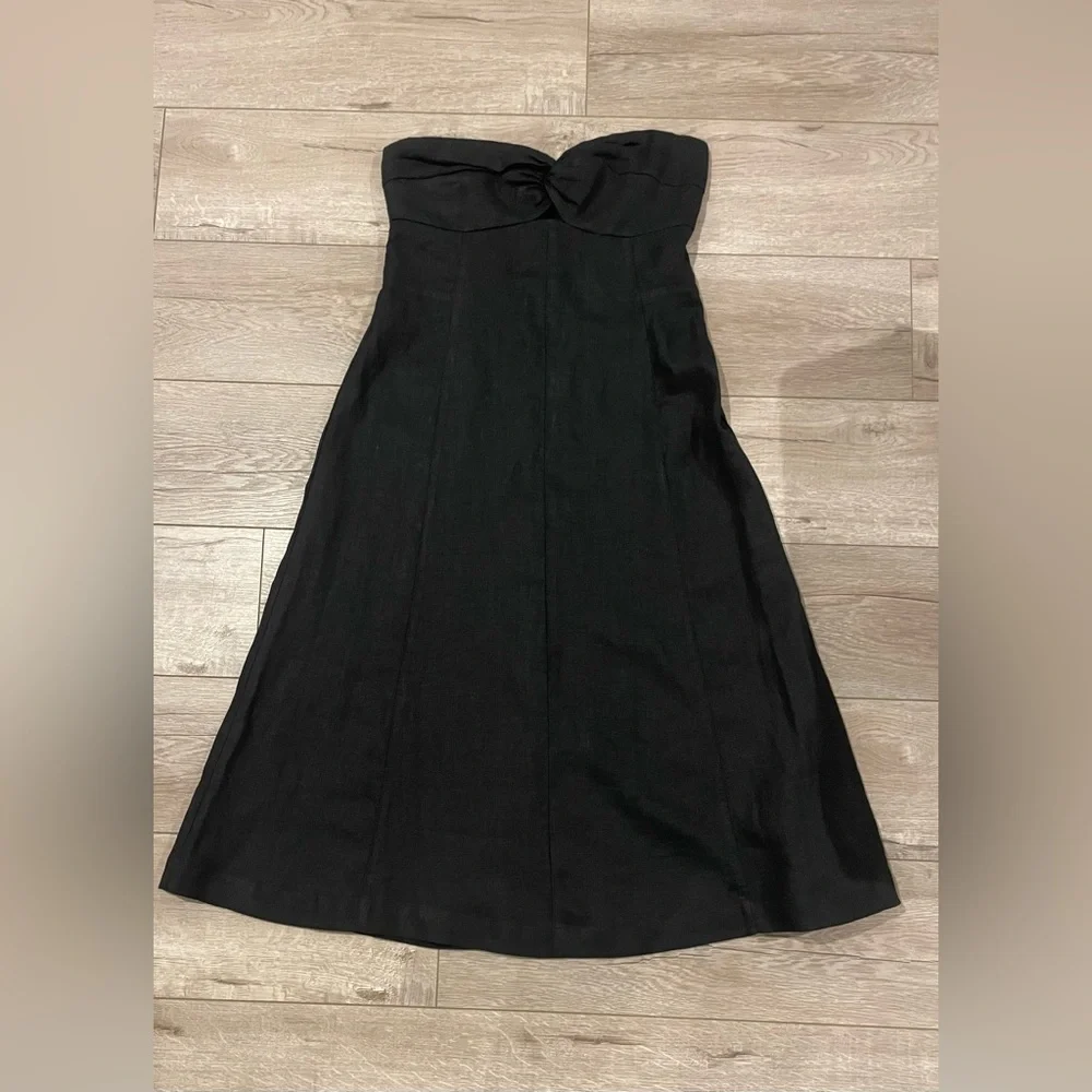 Madewell Black Linen Strapless Dress - Picture 2 of 6